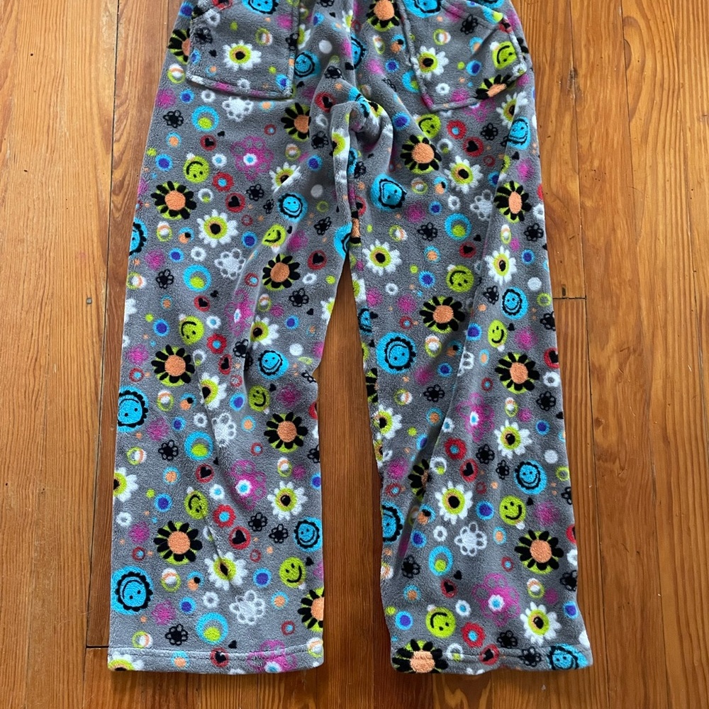 PJ pants Gray and Blue Floral Pajama Bottoms with Relaxed Fit